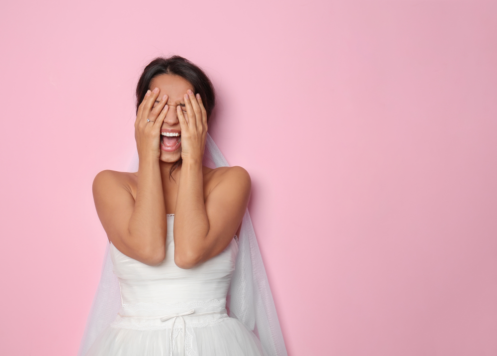 Stressed bride worrying about her wedding day