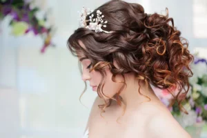 Elaborate and detailed hair styling on a bride