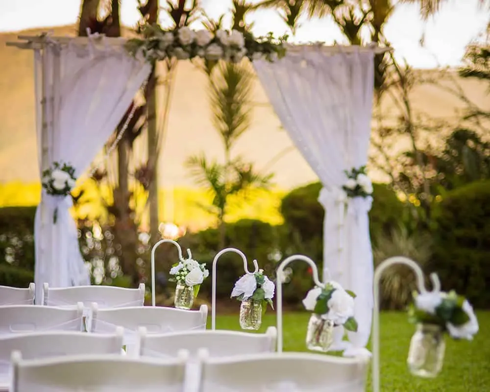 Fancy wedding aisle decorations at a destination wedding