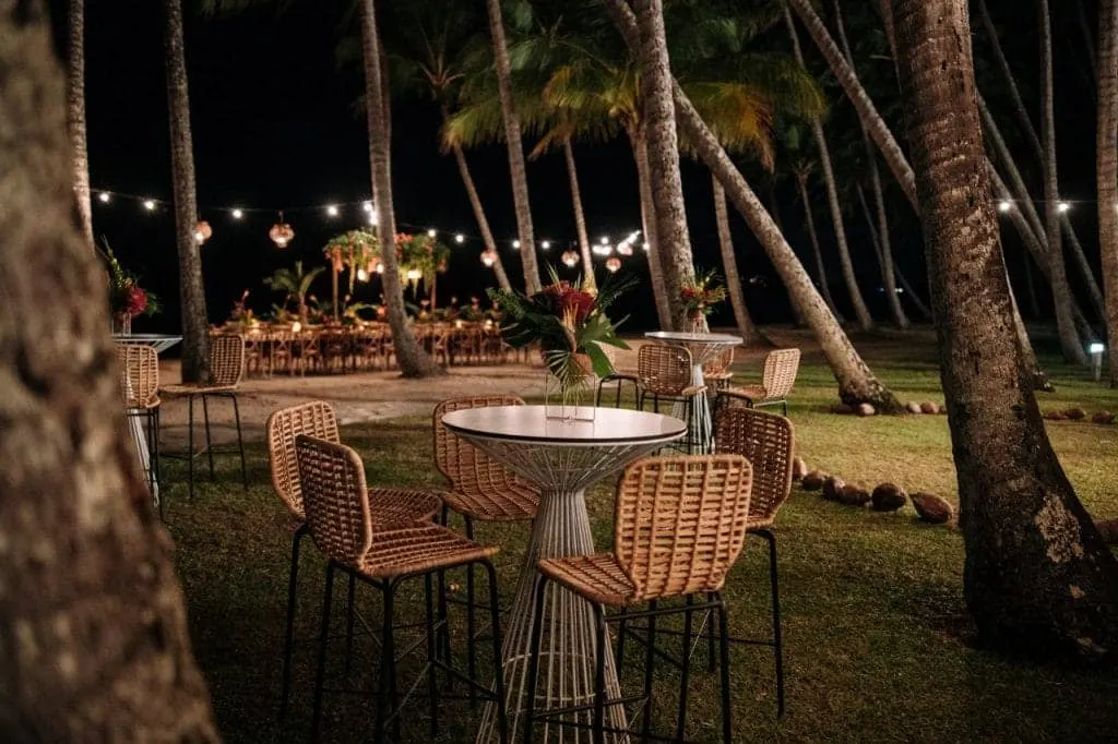 Simple wooden chairs for a minimalist wedding party