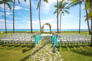 wedding ceremony setup on beachfront